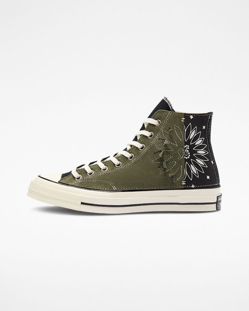 Women's Converse Chuck 70 LTD Paisley Suede High Top Shoes Black Green | AU 1095EL